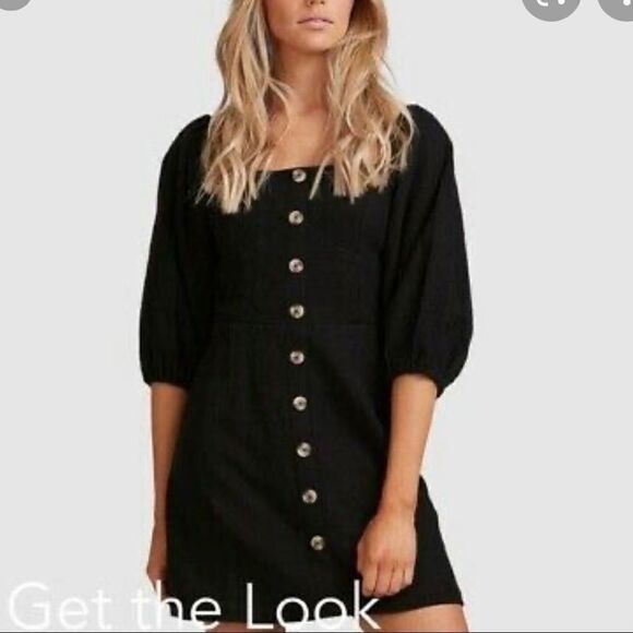 FREE PEOPLE Beach Black Button Down Dress S - Picture 1 of 9